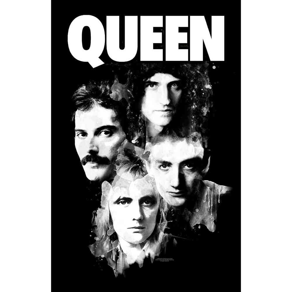 Queen - Faces Textile Poster - Noir